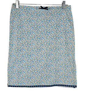 Tag Rag One World Nation blue white yellow floral ditsy print pencil skirt 7 JR